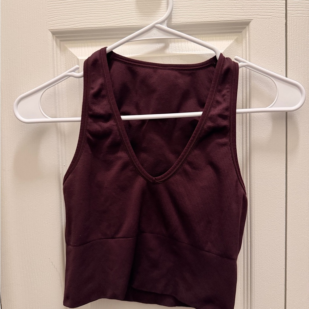 Athleta V-Neck Cropped Tank Top - Deep Wine
